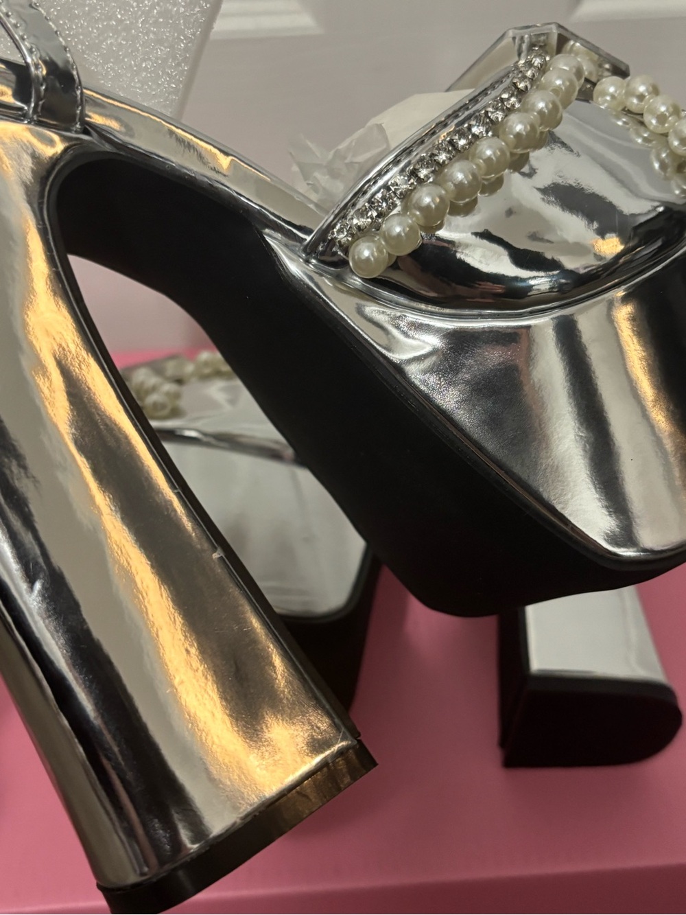 NIB Dolls Kill / Sugar Thrillz Silver Sweet Revelation Platform Heels - Picture 10 of 12